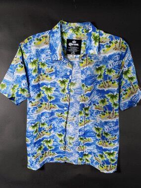 vintage unisex official corona tropical button up short sleeve shirt size med